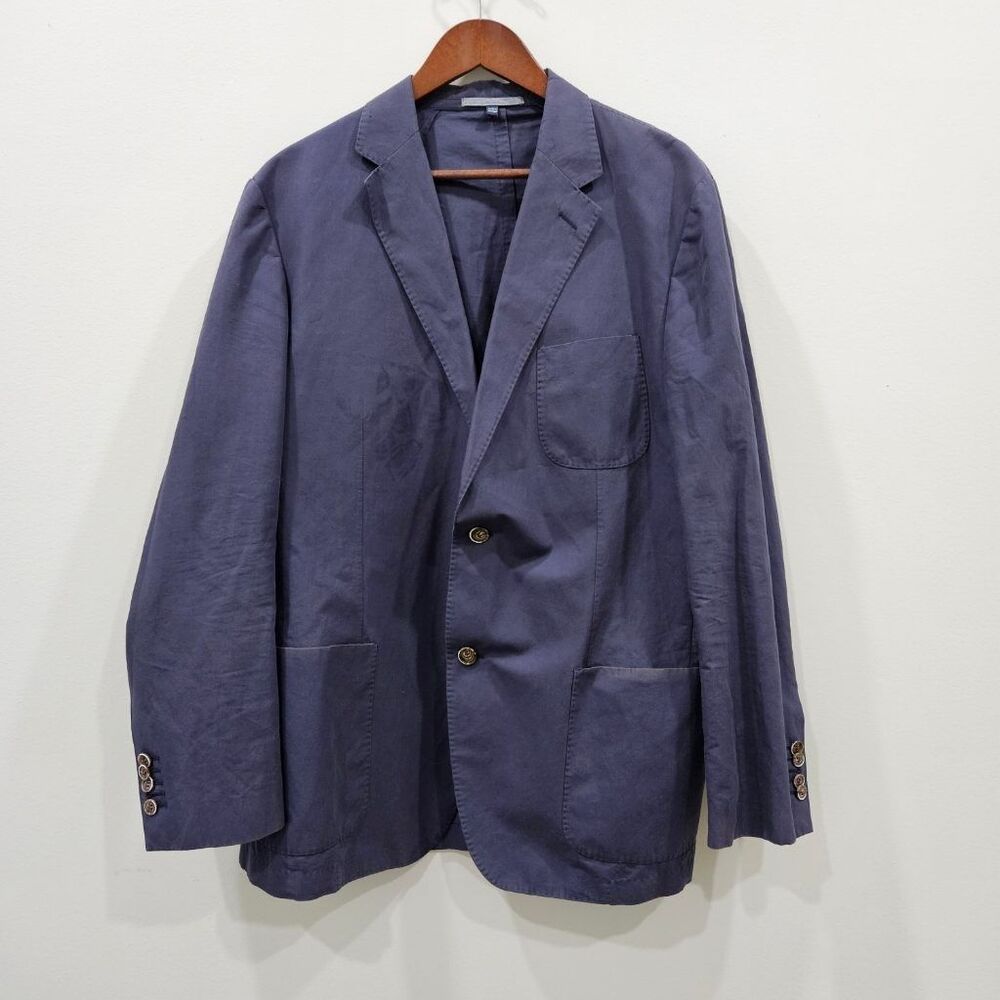 Suitsupply Cotton Linen Blazer Sport Coat Navy Blue Unstructured Mens 46R EU56